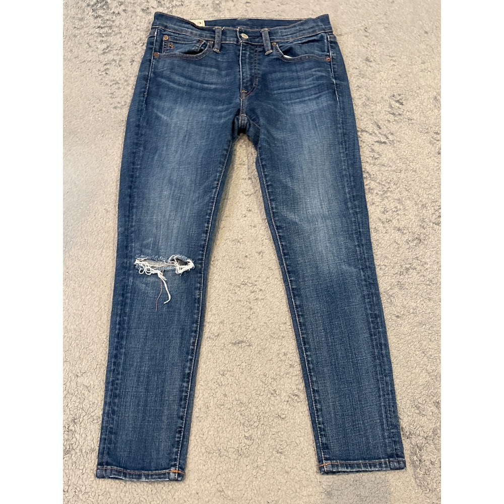 Polo Ralph Lauren Tompkins Skinny Crop Jeans Blue Distressed Size 29